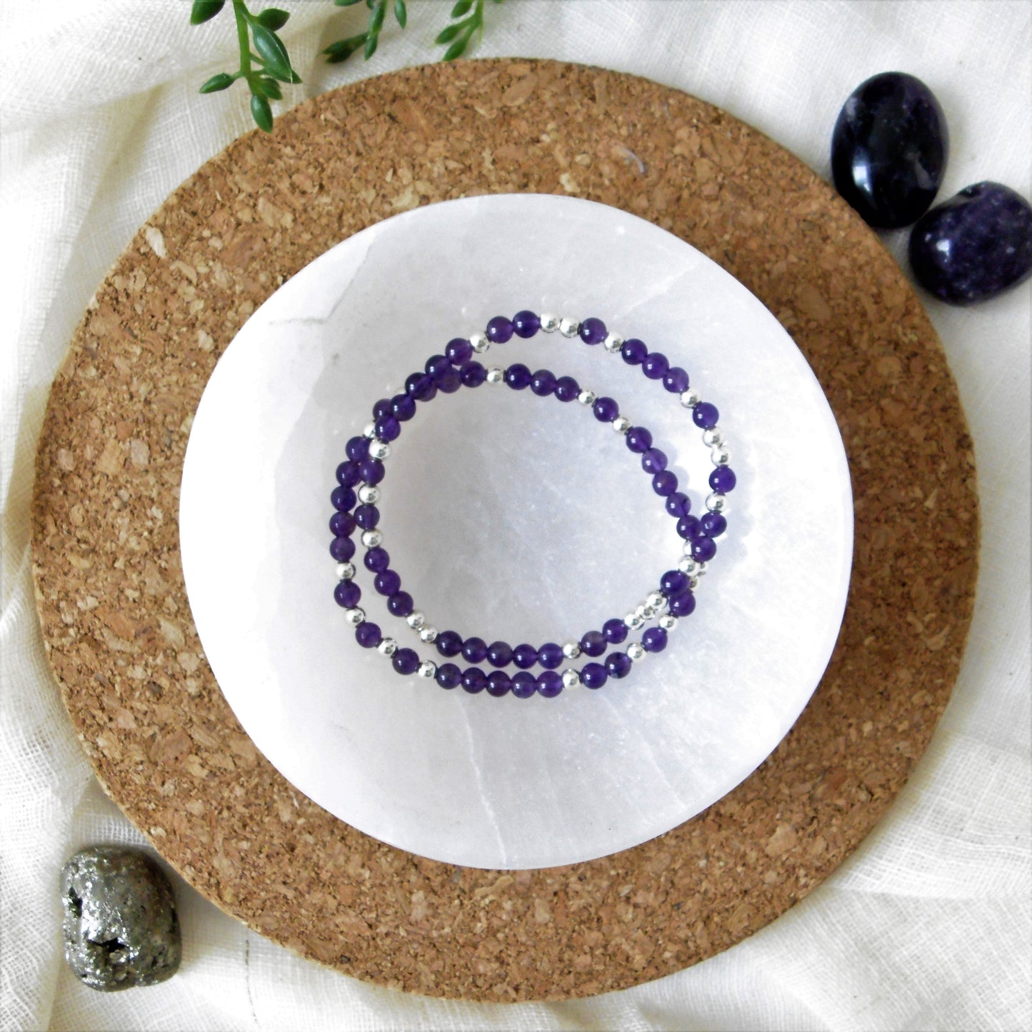 Amethyst & Sterling Silver Stretch Bracelet