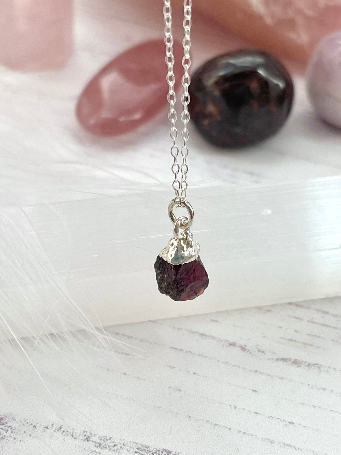 Garnet and Sterling Silver Necklace – Rock Circle Jewellery