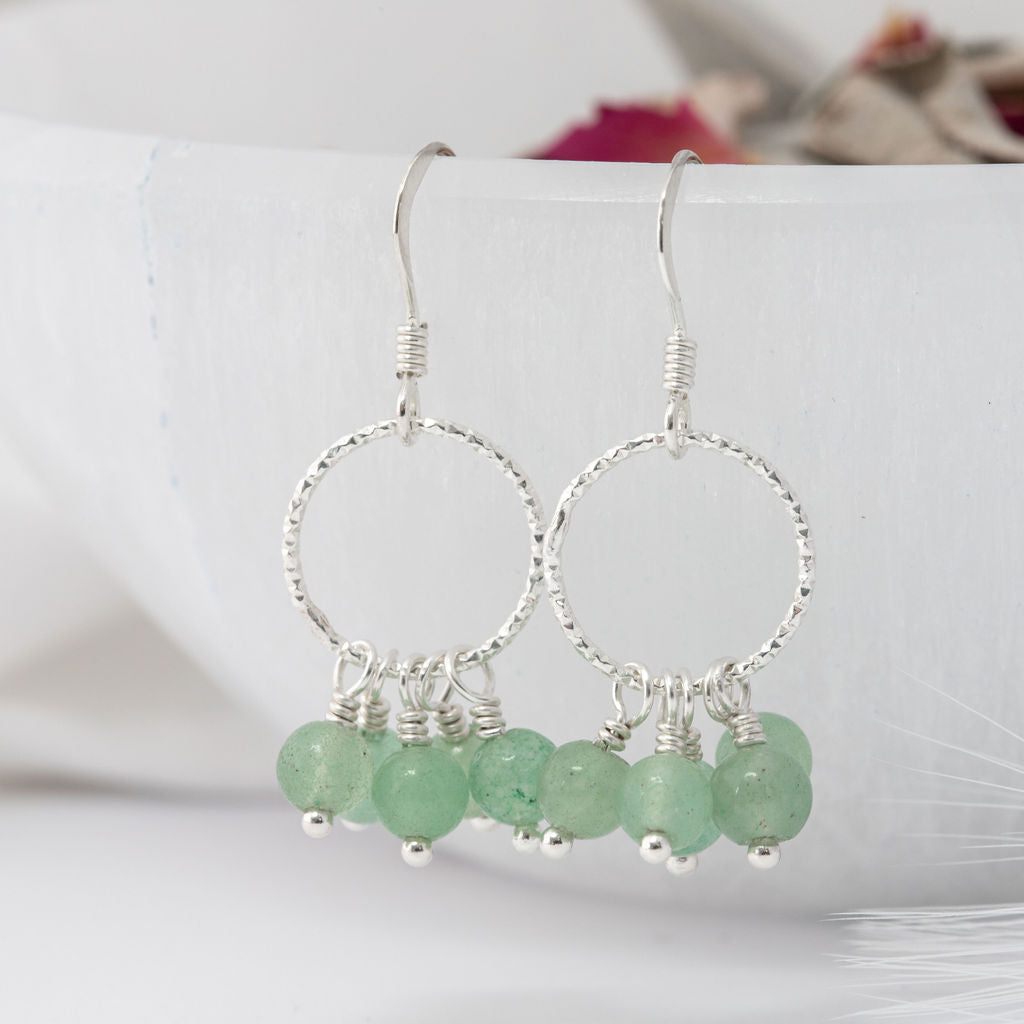 Green Aventurine & Sterling Silver Orbit Earrings