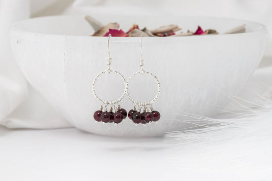 Garnet & Sterling Silver Earrings