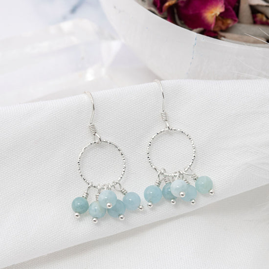 Aquamarine & Sterling Silver Orbit Earrings