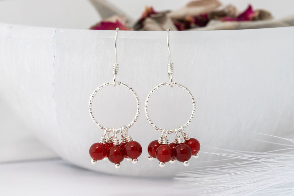 Carnelian & Sterling Silver Orbit Earrings