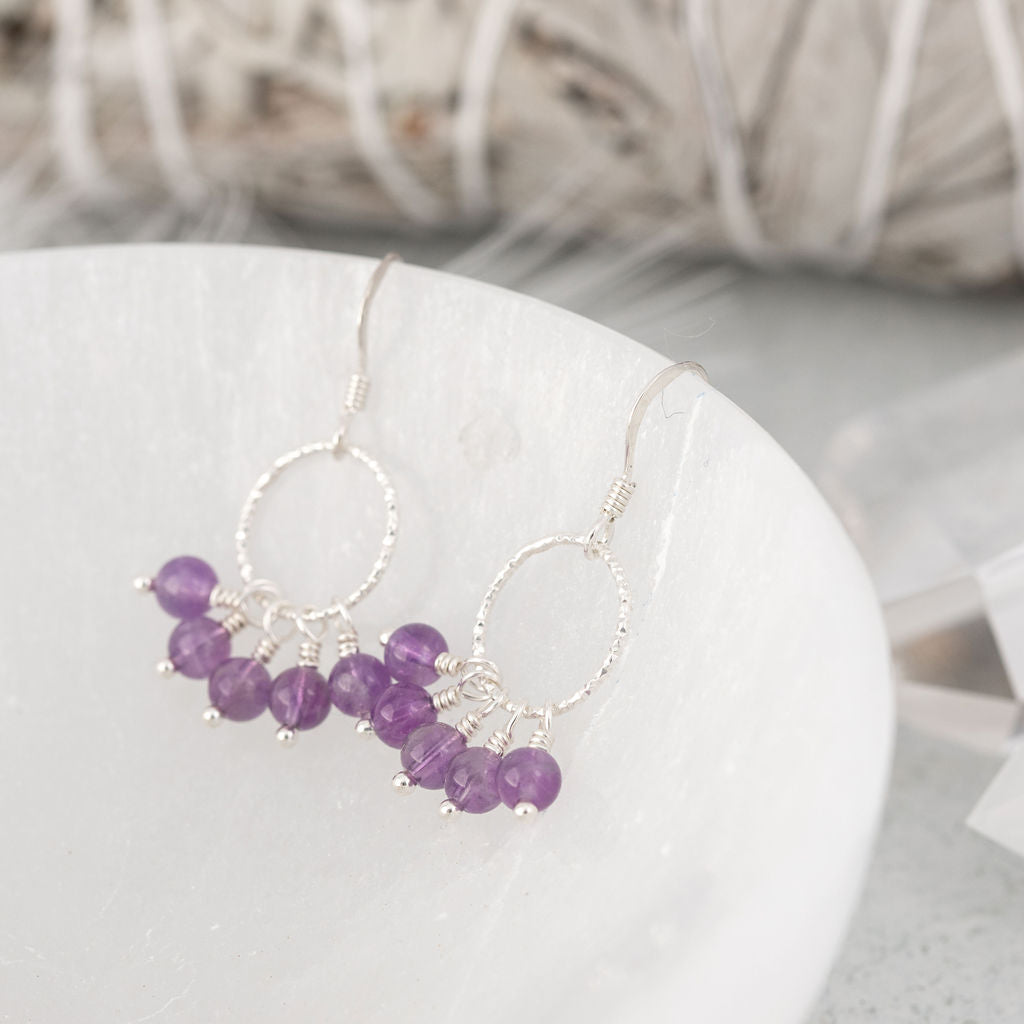 Amethyst & Sterling Silver Orbit Earrings