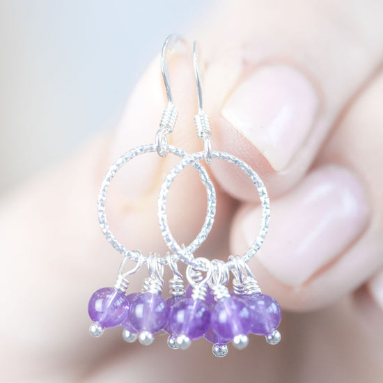 Amethyst & Sterling Silver Orbit Earrings