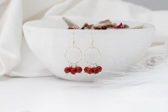 Carnelian & Sterling Silver Orbit Earrings