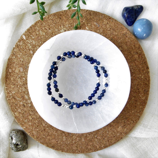 Lapis Lazuli & Sterling Silver Stretch Bracelet