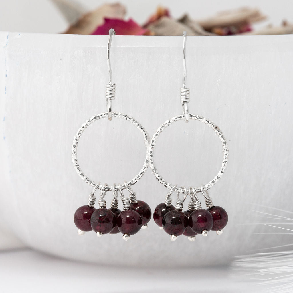 Garnet & Sterling Silver Earrings