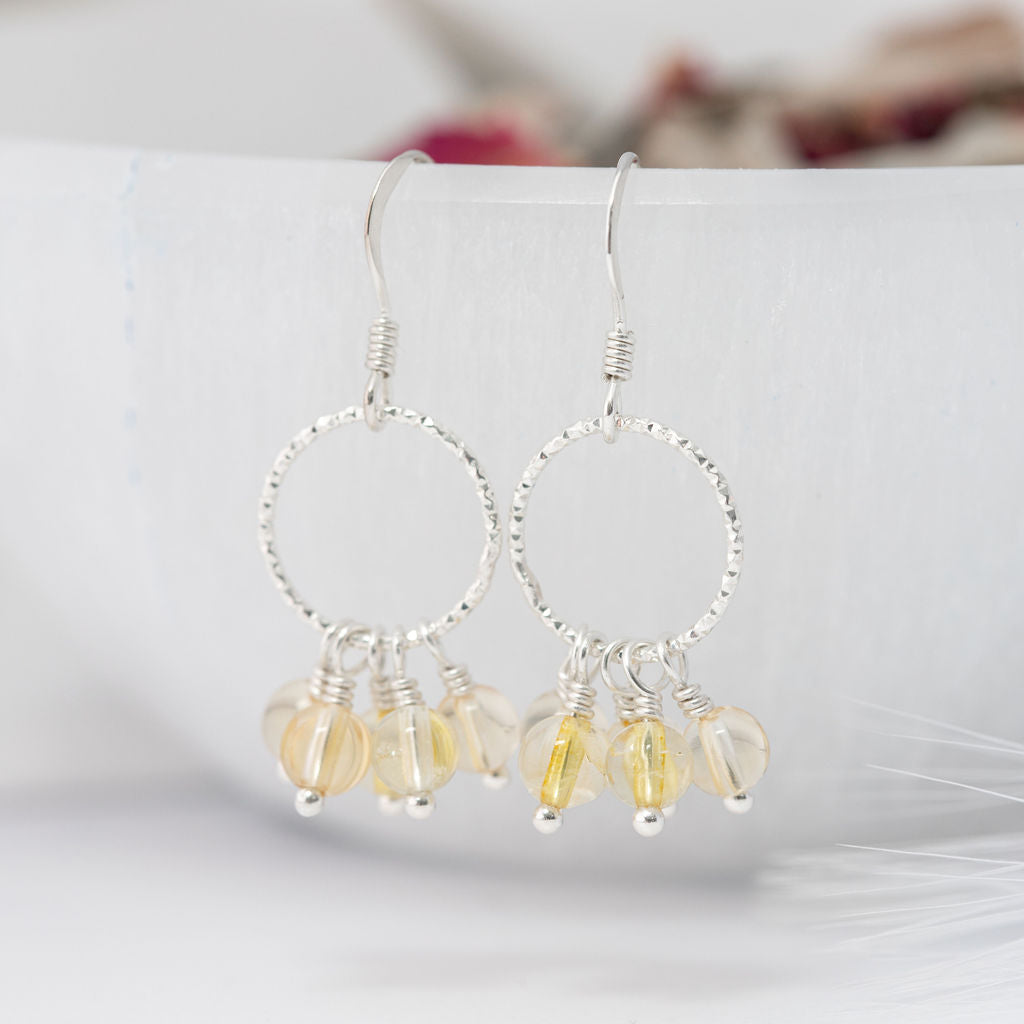 Citrine & Sterling Silver Orbit Earrings