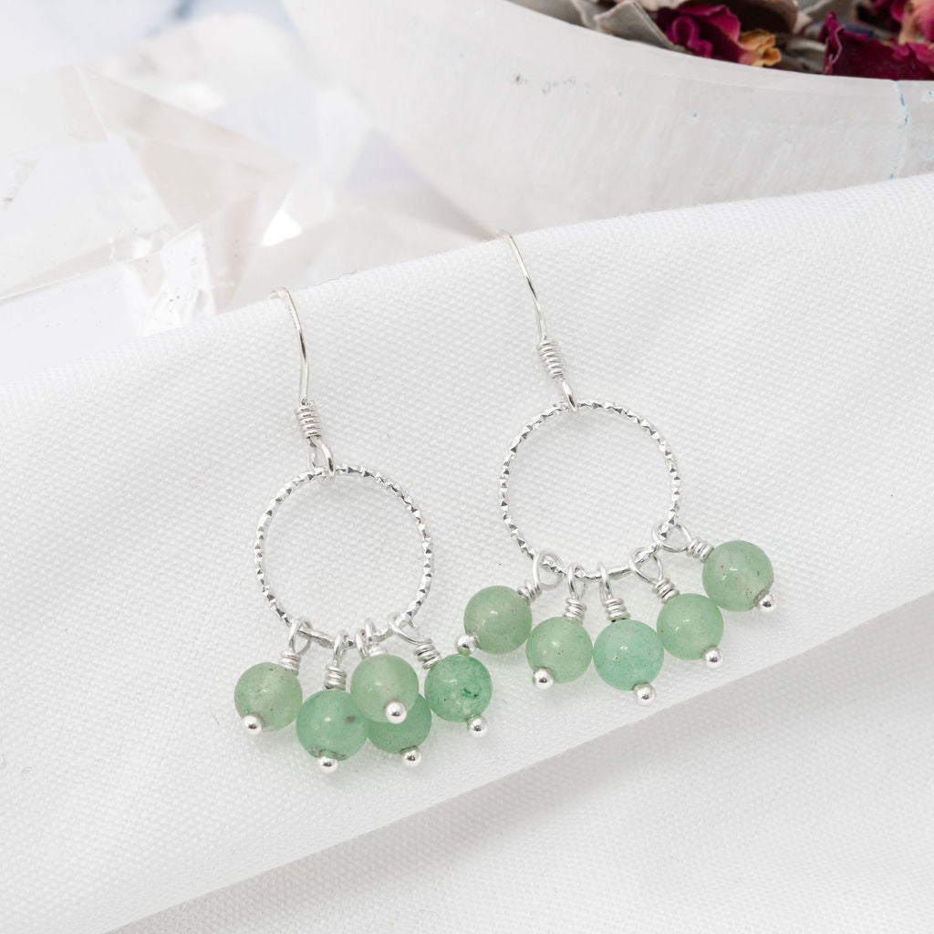 Green Aventurine & Sterling Silver Orbit Earrings