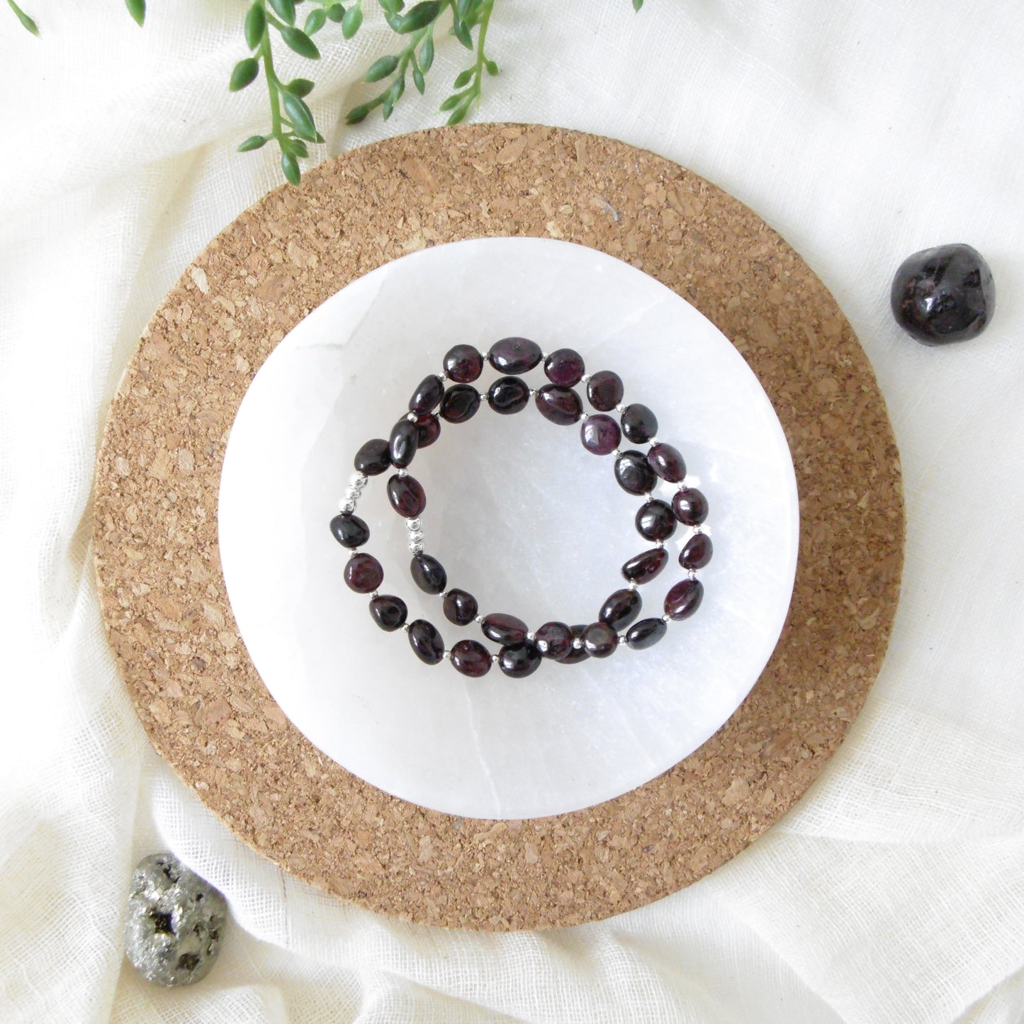 Garnet & Sterling Silver nugget bracelet