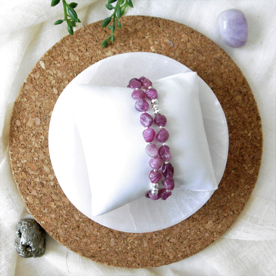 Pink Tourmaline & Sterling Silver nugget bracelet