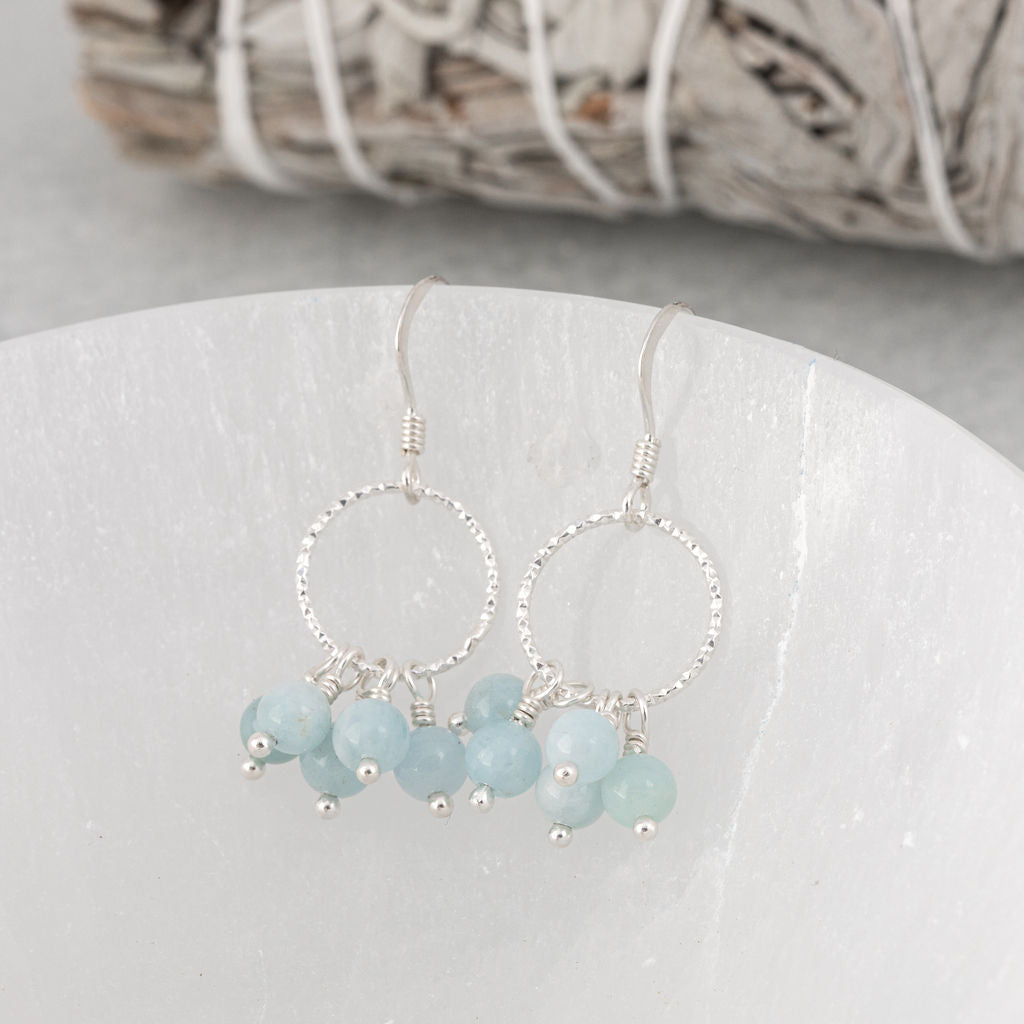 Aquamarine & Sterling Silver Orbit Earrings