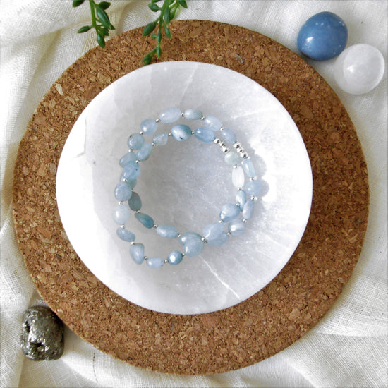 Aquamarine & Sterling Silver nugget bracelet