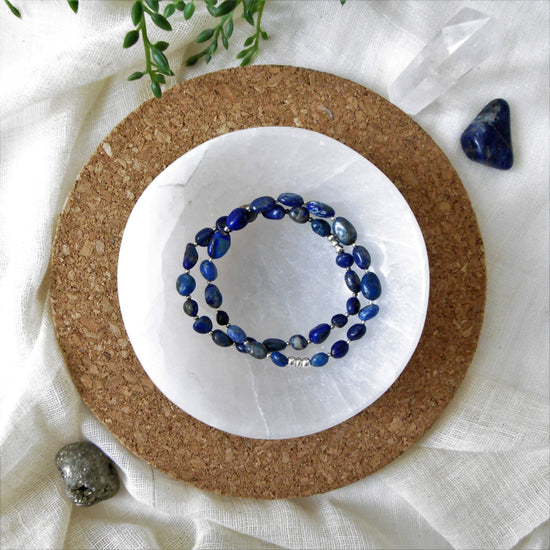 Lapis Lazuli & Sterling Silver nugget bracelet