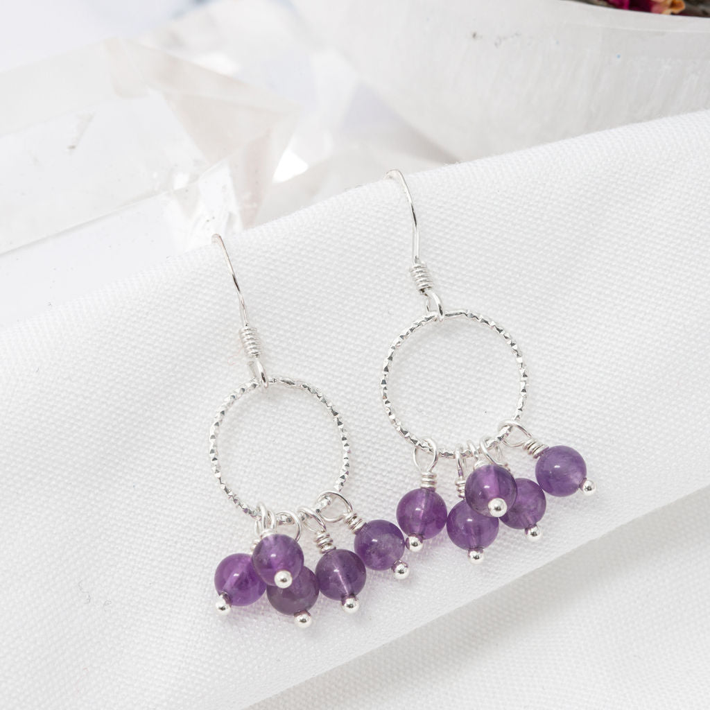 Amethyst & Sterling Silver Orbit Earrings