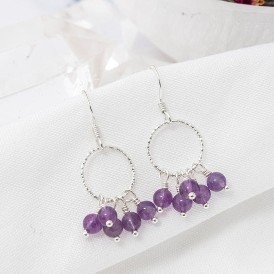 Amethyst & Sterling Silver Orbit Earrings