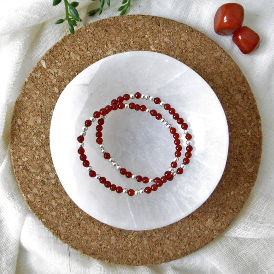 Carnelian & Sterling Silver Stretch Bracelet