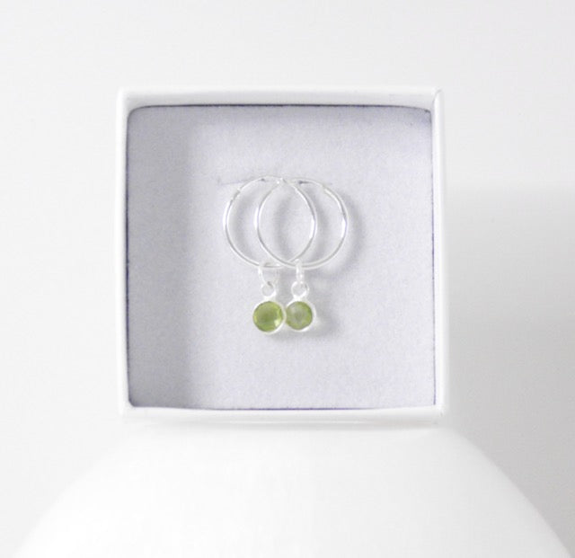 Peridot & Sterling Silver Hoop Earrings